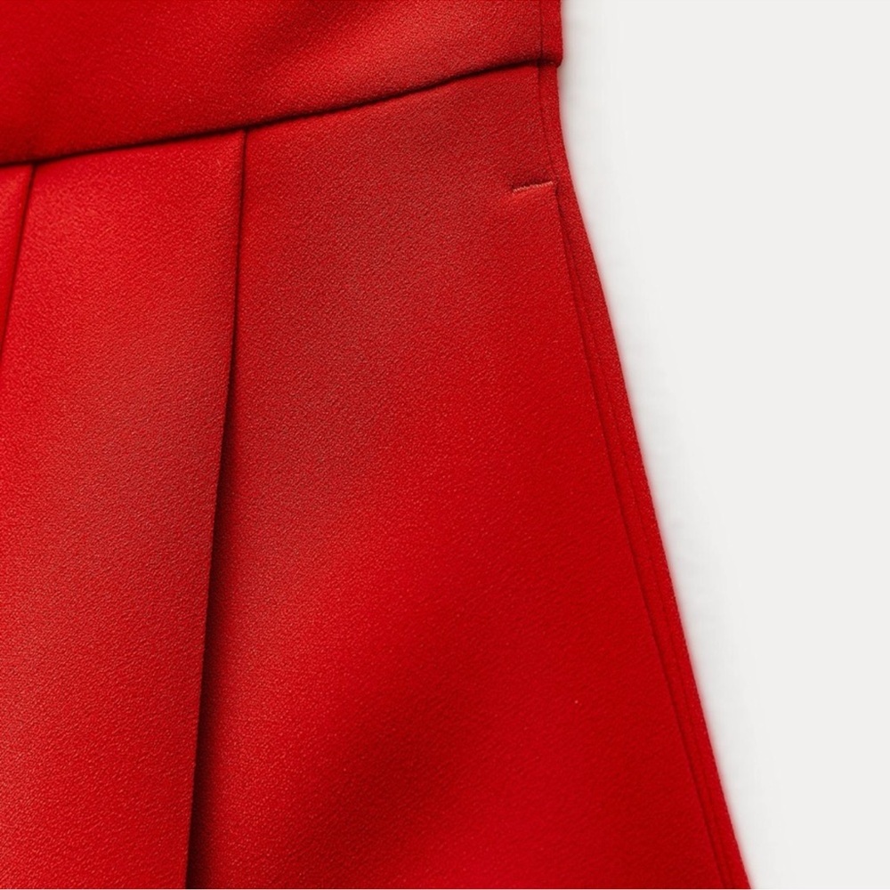 ZARA RED PLEATED CAPE SKIRT - Picture 6 of 14